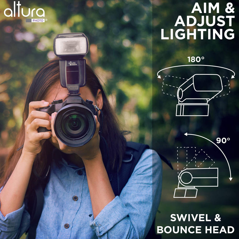 Altura Photo Camera Flash with LCD Display, Universal Speedlite for DSLR | Standard Hot Shoe for Canon, Sony, Nikon, Panasonic & Mirrorless