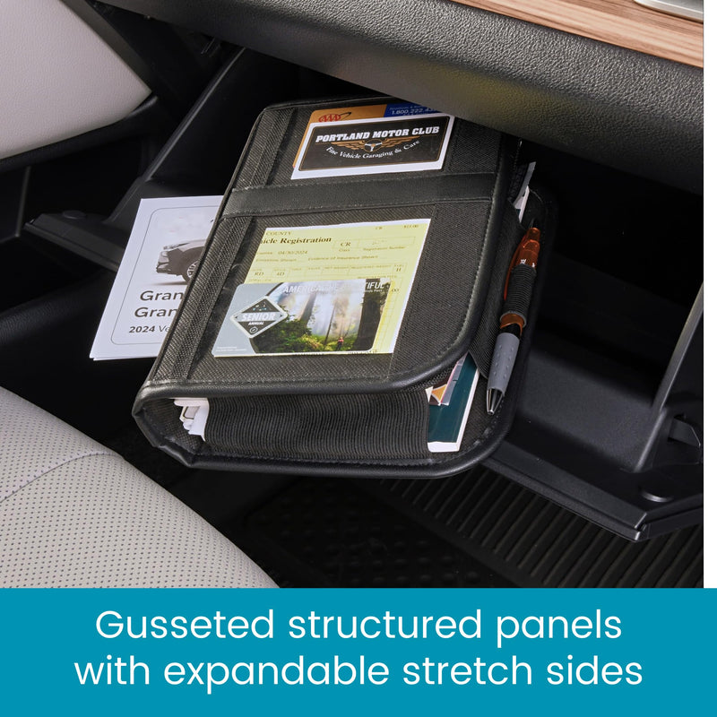 High Road Glove Box Organizer and Car Manual Holder - Insurance and Registration Holder for Glove Box with Clear Pockets for Quick Access to Car Documents and Expandable Manual Holder