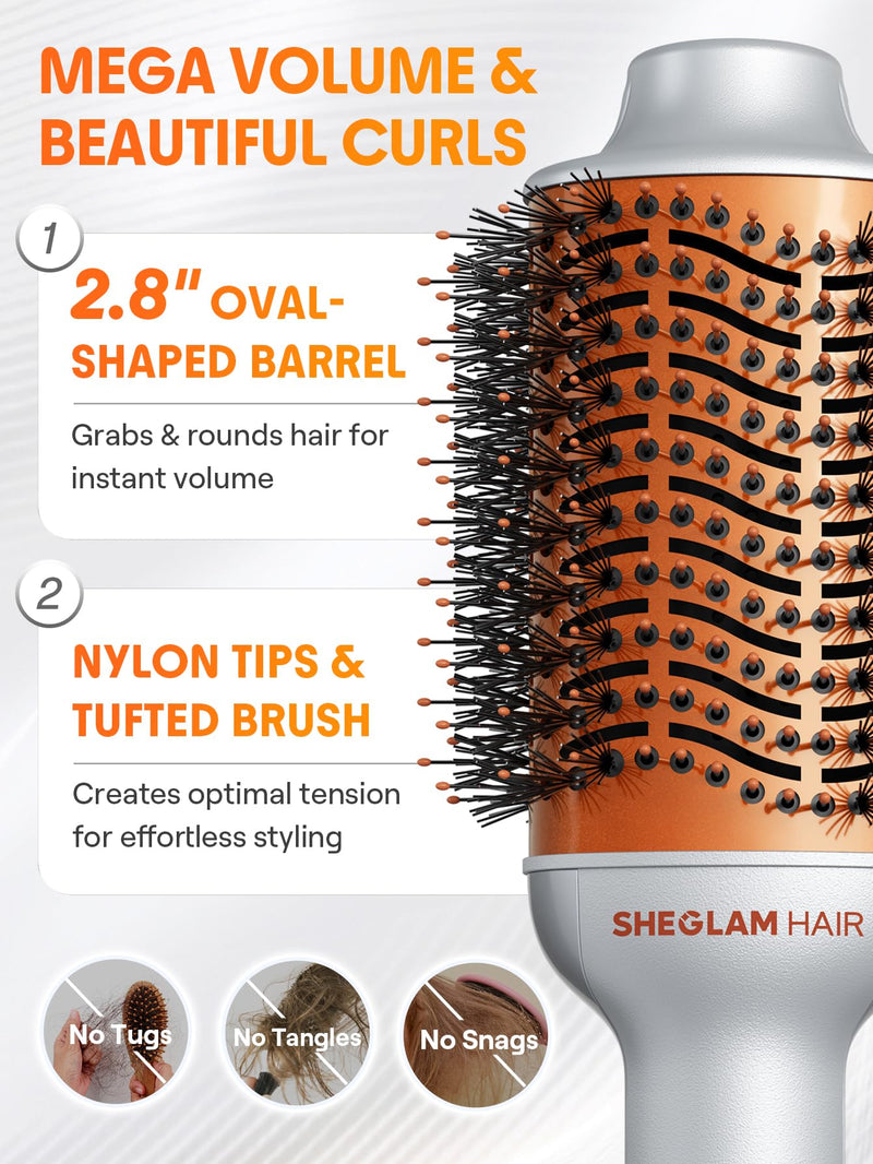 SHEGLAM Blowout Bliss Hot Air Brush for Drying Smoothing Curling and Volumizing with Care for Shiny Hair Hot Air Brush Blowdry Styler 71mm