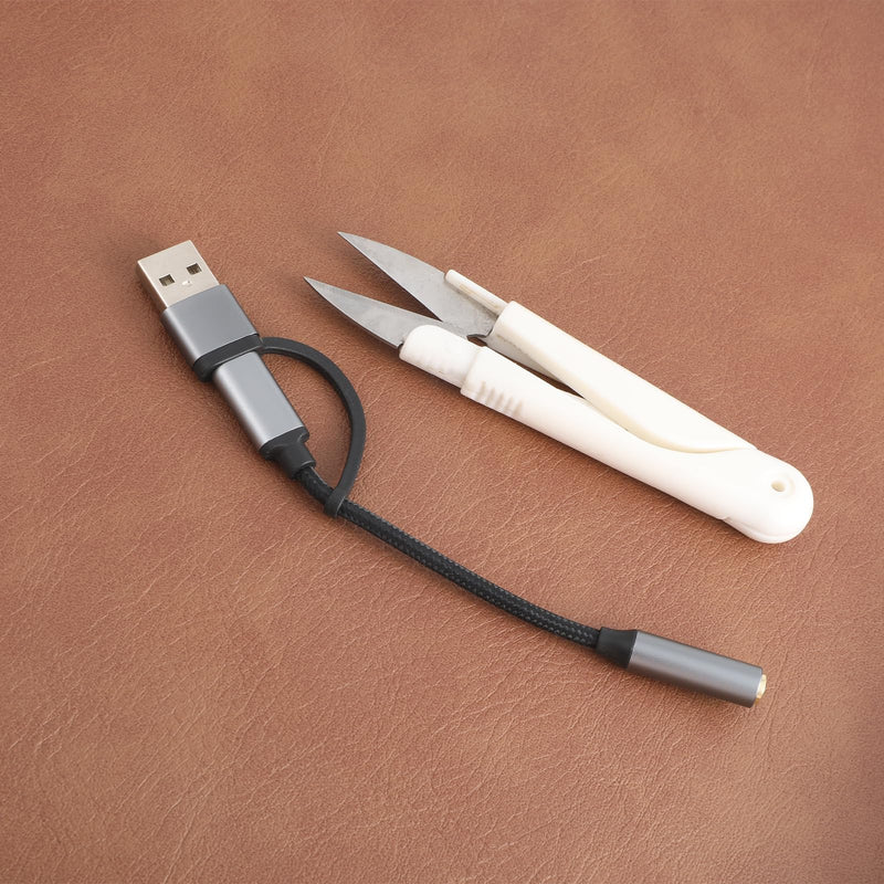 Trinkrittey 2-in-1 USB-C 3.5mm Audio Adapter with Type-A Converter | USB C to 3.5mm Female Headphone Jack Adapter 1/8" AUX Cable Dongle Compatible with Phone 17Pro and More USB C Audio Devices