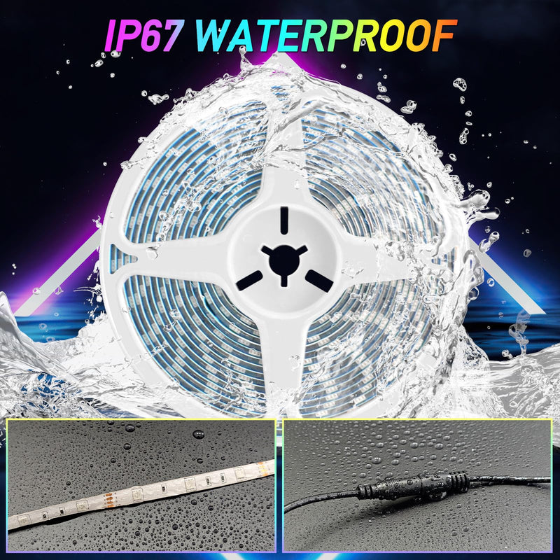 16.4FT RV Awning Lights, 12V Camper LED Light Strip with Remote and APP Control, Waterproof RV Exterior Strip Lights for Canopy Motorhome Travel Trailer Camping BBQ Kitchen (1PC-16.4FT New) 1PC-16.4FT NEW