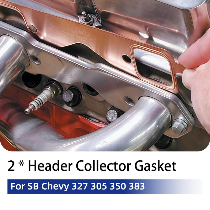 2PCS for sbc Header gaskets Compatible with Chevy SB 327 305 350 383 Header Collector Gasket,SB Block Hugger Headers Gaskets