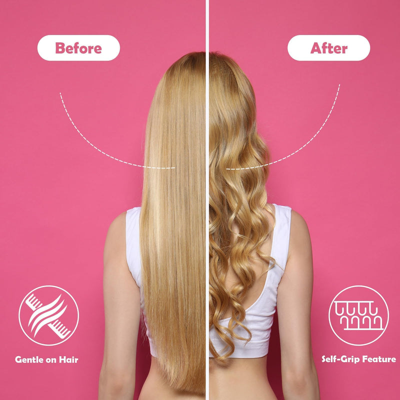 15 Self Grip Hair Rollers Self Holding Pink Rollers Gripping Sticky Rollers Salon DIY Hairdressing Curlers Hair Curling Tools for Men Women Long Medium Short Hair(44MM)