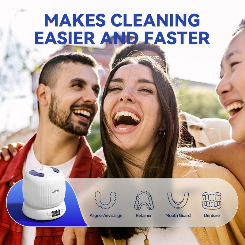 Ultrasonic Retainer Cleaner Machine with 4 Modes – 45kHz 180ML Ultrasonic Cleaner for Retainer,Denture,Mouth Guard,Ring,Jewelry,Leak-Proof Detachable Tank & Base, Easy-to-Clean Orange