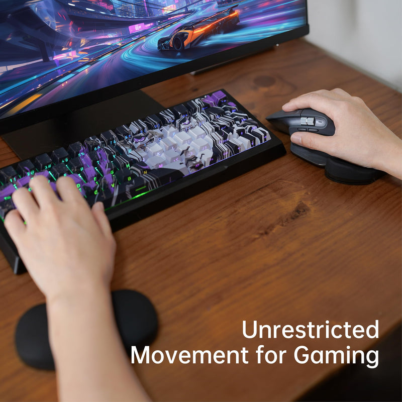 Height-Adjustable Mouse Palm & Wrist Rest, Magnetic Gliding Dual Support | Ergonomic Carpal Tunnel Support, Pain Relief, Anti-Fatigue, Easy Glide, Office, Computer, Laptop, Gaming, Right-Handed, Black
