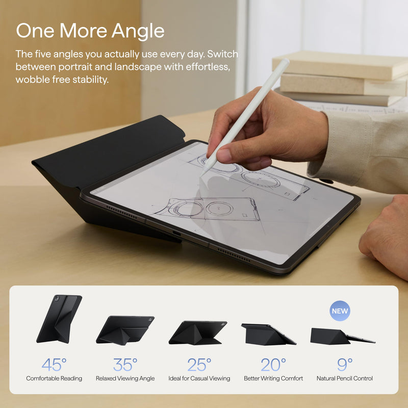 PITAKA for iPad Pro 13 Inch Case M5/M4, 5 Intuitive Angles, Folio3-Black | Portrait/Landscape Magnetic iPad Pro M5/M4 Case with Pencil Holder, No Learning Curve, Slim and Light, Auto Wake/Sleep Black iPad Pro 13" 2025/2024 (M5/M4)