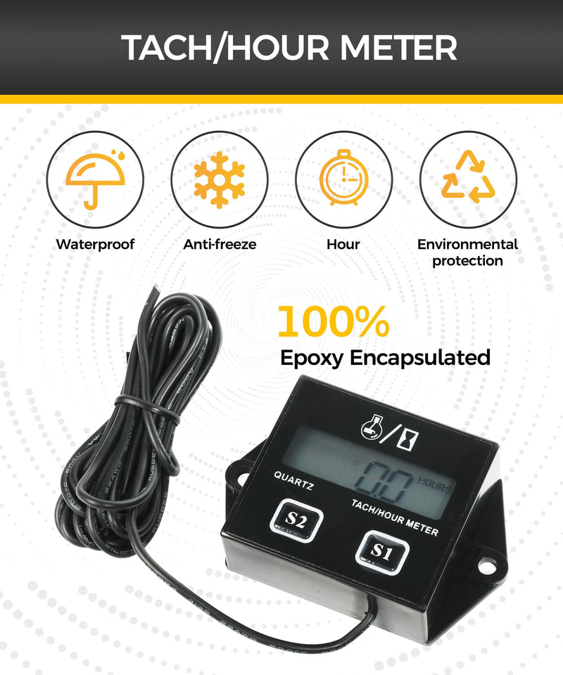 Tachometer,Small Engine Tachometer,Car Accessories Tachometers for Small Engines,Waterproof Inductive Tachometers for Chainsaw Marine ATV Motorcycle UTV Engine Lawn Mower