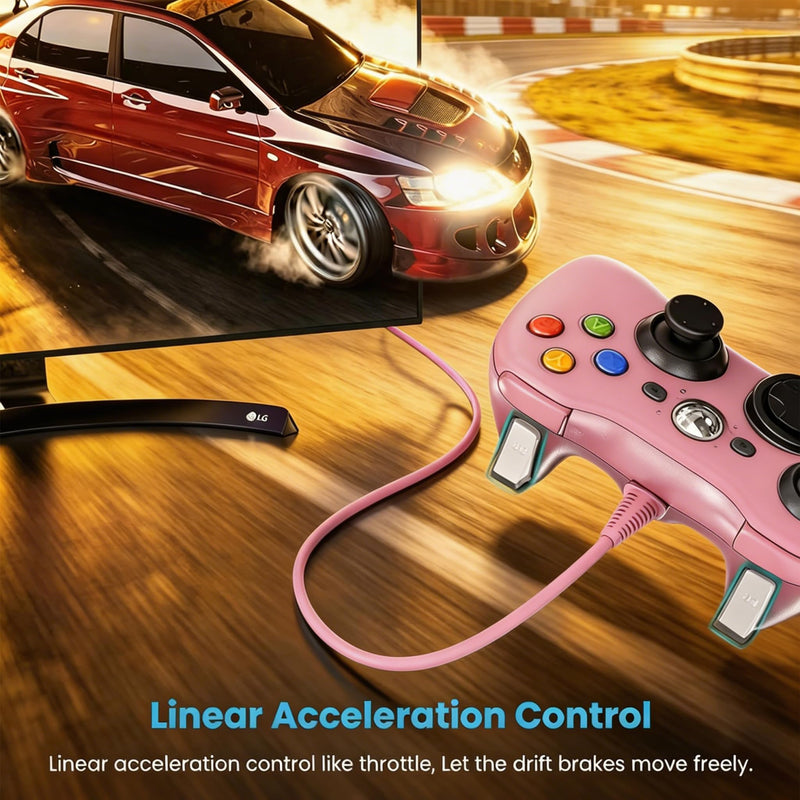 Replacement for Xbox 360 Controller, Wireless Controllers Gamepad Upgraded Joystick Compatible with 360 & Slim, Windows 11/10/8/7 PC Controller, Pink