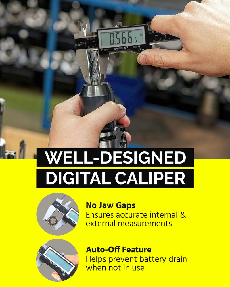iGaging IP54 Electronic Digital Caliper 0-6" Display Inch/Metric/Fractions Stainless Steel Body 6"