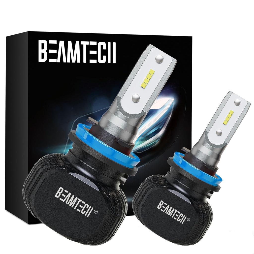 BEAMTECH H11 Bulbs, S1 Series H8 H9 Fanless 300% Brighter Fog Light, Pack of 2 H11/H8/H9