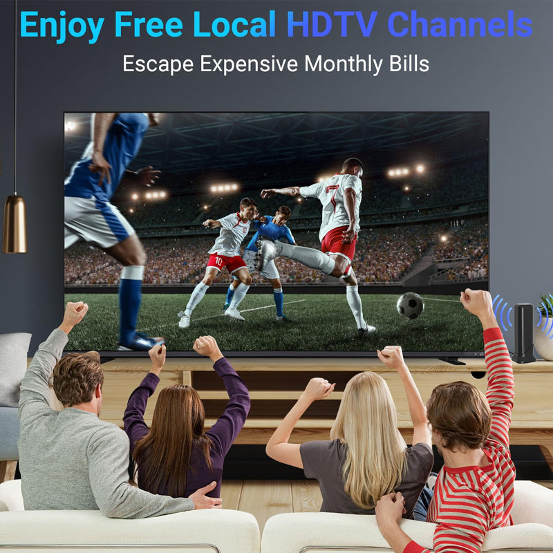 Indoor TV Antenna for Local Channels, 2026 HD Digital TV Antenna for Smart TV with Strong Signal Amplifier, 360° Reception HDTV Antenna Supports 4K 1080P TVs, Magnetic Base & 13ft Coax Cable Black