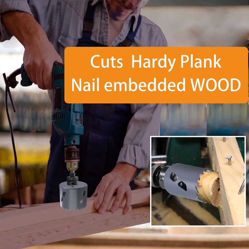 3-1/2 inch Carbide Hole Saw Bit Deep Cutting 2.36” for Multiple Material Hardy Plank Nail Embedded Wood Air Brick Up to 30X Longer Life 3-1/2"(89mm)