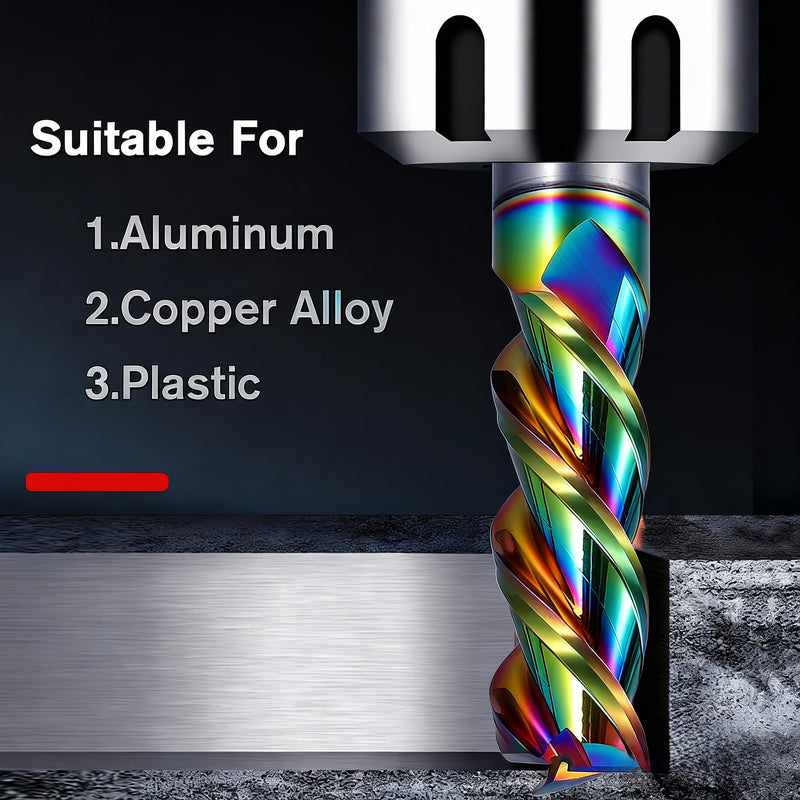 1/2" Carbide Square End Mill Bits for Aluminum - 1/2" Shank Dia,3'' Oal - 3 Flutes DLC Rainbow Coating - Durable 1/2 INCH
