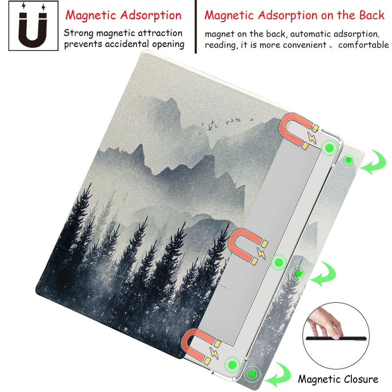 Folio Case for Onyx Boox Go 6 (Gen II/Gen I 2026/2025) Ultra-Thin Enhanced Auto Sleep/Wake Cover with Transparent TPU Back Thickened Corners, Magnetic Closure (Misty Forest) Misty Forest