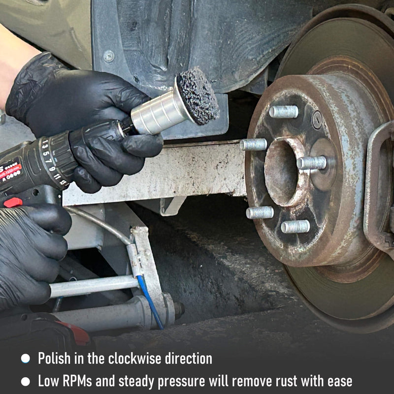Wheel Hub Cleaning Kit,Brake Hub Cleaning Kit Includes 3 Pads,Holder and Adapter,Fits Power Drill or 1/2" Impact Driven Wrenches Wheel Hub Cleaning Kit