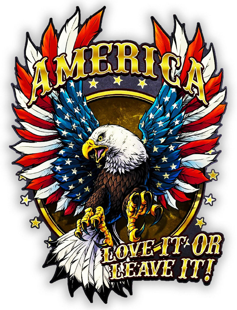 American Bald Eagle Flag Decal Sticker - 12 Inch - Vinyl Car Truck Bumper Patriotic Waterproof Decal Eagle for Car Truck Trailer SUV Van Outdoor Window Wall Laptop Tablet Cup Glass Any Smooth Surface