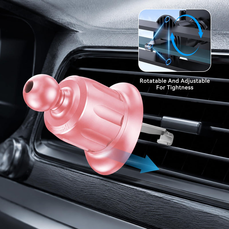 Car Phone Holder, 360° Adjustable Strongest Suction Vehicle Dashboard Windshield Cell Phone Stand with Hook Clip, Adjustable Hands Free Automotive Smartphone Stand Accessories (Pink) Pink