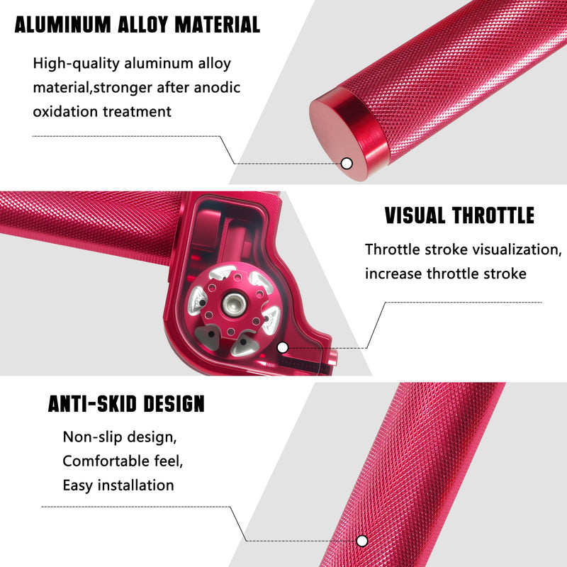 Motorcycle Throttle Grip 7/8" 22mm CNC Aluminum Quick Twister with Throttle Cable for KLX CR CRF EXC XR CRF50 CRF230 50 110 125 230 250 Dirt Pit Bike Motocross Motorbike Quad ATV Red