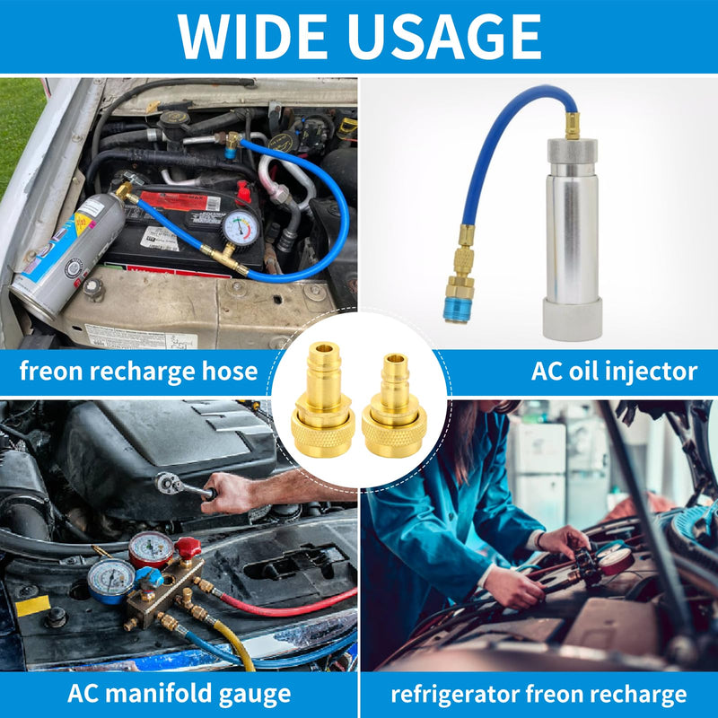 R1234YF to R134A Adapter, A/C R134a to R1234yf Conversion Adapter Kit, R1234yf Quick Couplers Kit High/Low Side Quick Coupler R1234YF AC Charging Hose Adapter Fitting Type 1