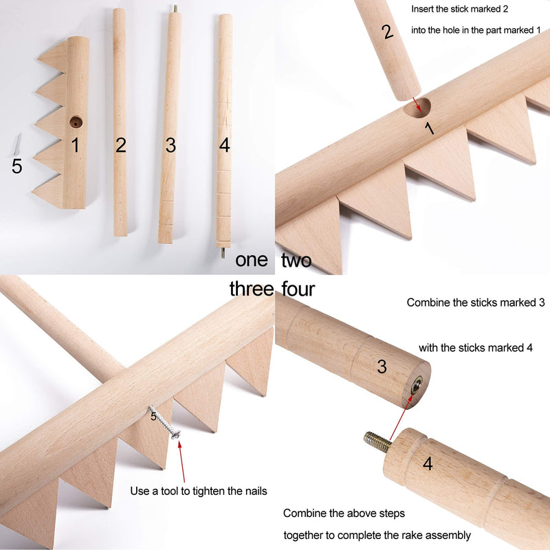 Outdoor Zen Garden Rake Large - Japanese Rock Sand Garden Rake Tool - 48" Long 5 Tine Solid Oak - DIY Stress Relief Gifts for Adult