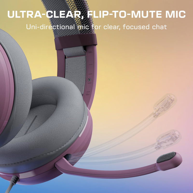 Turtle Beach Atlas 200 Wired Multiplatform Gaming Headset for Xbox, PS5, PC | Xbox Series X|S, Xbox One, PlayStation, 50mm Drivers, Flip-to-Mute Mic, Memory Foam, Floating Headband, Lilac Mist