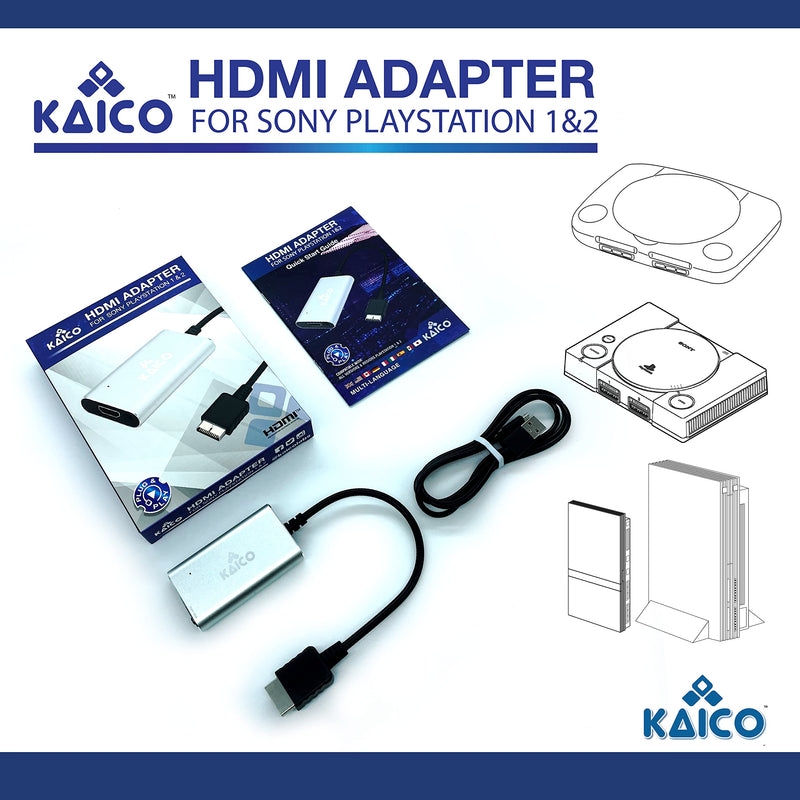 Kaico PS1 HDMI / PS2 AV Cable Compatible with Sony PlayStation & PS2 Models - Switch Between RGB & Component - PS1 & PS2 to HDMI Converter for Any HD TV | Supports RGB and YPbPr component modes for PS1 and PS2 games, with built-in switch, plug-and-play...