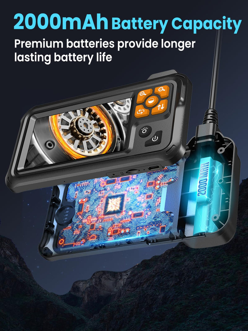 Endoscope Camera with Light, 4.3" IPS Screen 1080P Borescope with 8 LED Lights, 16.5 FT Semi-Rigid Cable Snake Camera, IP67 Waterproof Sewer Inspection Men Tool Single Lens P100-Single lens