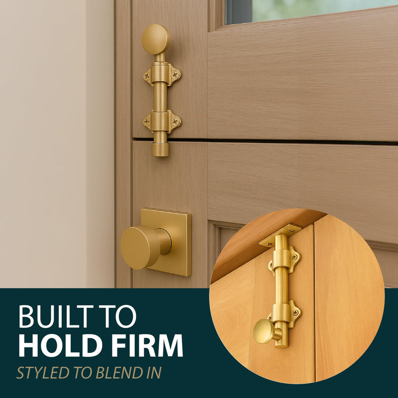 Mega Handles Dutch Door Bolt - 4 Inch Heavy Duty Slide Bolt Latch, Easy to Install Slide Latch for Dutch Doors, Suitable Slide Bolt for Toy Boxes, Cabinets, Pantry Doors and More - Satin Brass 1 Pack