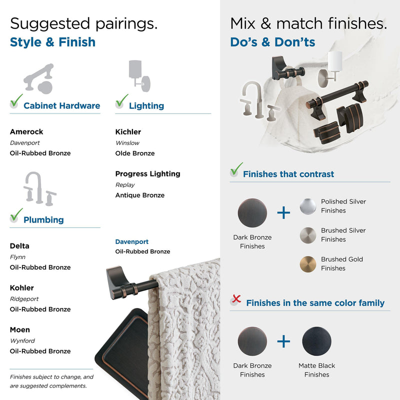 Amerock Oil Rubbed Bronze Towel Ring - 5-1/4 in Length - Bath & Kitchen Towel Holder 1-Piece