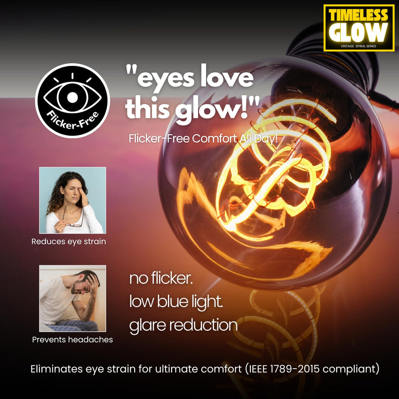 TimelessGlow ST19/ST64 Edison LED Bulbs, Dimmable, 40W Equivalent, 5W, 2000K Warm Amber, CRI80+, E26 Base, Flicker-Free, Spiral Filament, Cozy Decorative, ETL/FCC Certified (8 Pack) 8