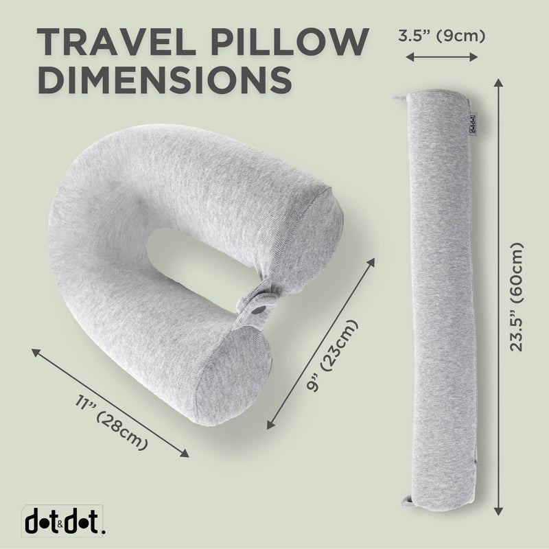  [AUSTRALIA] - Dot&Dot Twist Memory Foam Kids Travel Pillow for Airplanes - Neck Pillows for Travel, Sleeping - Airplane Pillow for Neck Support, Chin, Lumbar, Leg - Adjustable Neck Pillow for Car Seat Mini Gray Kids/Petite (23")