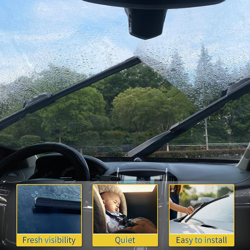 26''+19'' Front Windshield Wiper Blades Compatible with 2008-2017 Honda Accord 2010-2015 Toyota Prius OEM QUALITY Premium All-Season Automotive Replacement Wipers (Pack of 2) 26"+19"