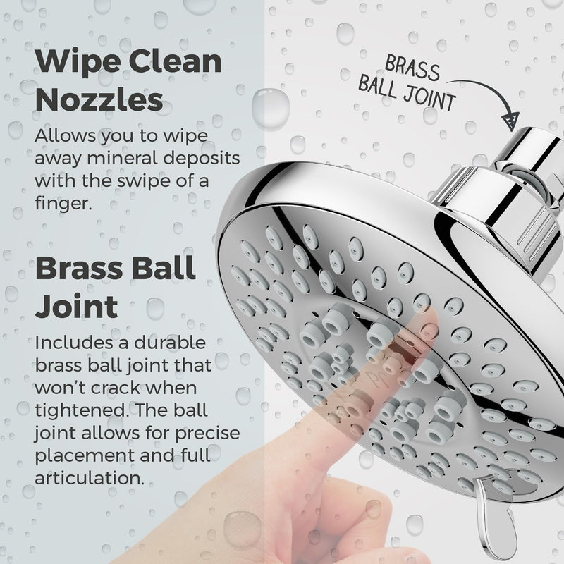 Pfister Universal Shower Head, Shower Arm Not Included, 5-Function, 1.75 GPM, Polished Chrome Finish, 015WS2UT01C Without QuickConnect