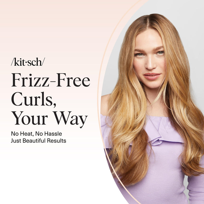 Kitsch XL Satin Heatless Curler Set - Chocolate | Heatless Curls Overnight w/39 " Hair Waver & 2 Satin Scrunchies, Comfortable Hair Curlers to Sleep in for Frizz-Free Hair
