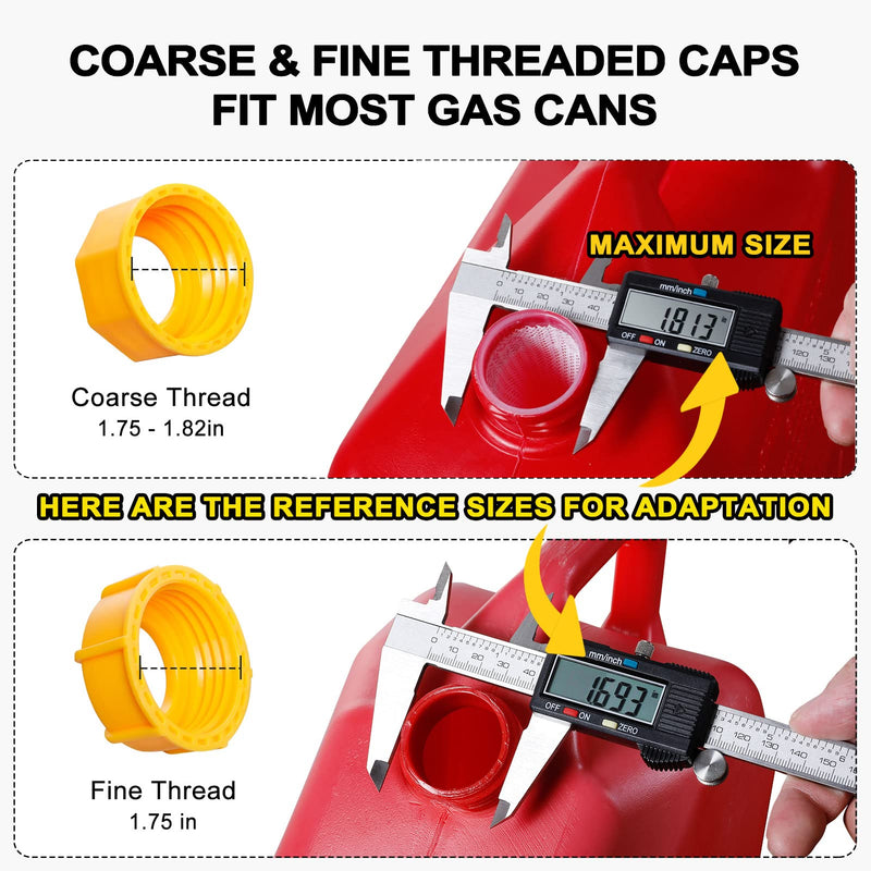Gas Can Spout Replacement, Gas Can Nozzle Replacement (3 Kits-Yellow). for 1/2/5/10 gallon gas cans. Upgraded replacement gas can spout with flexible nozzle, vent cap, thick rubber pad, spout cover Yellow