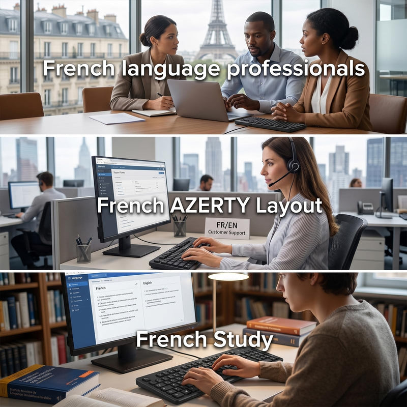 French AZERTY Keyboard Wired USB for Computer Laptop PC | 105 Keys Full-Size Laser-Etched(Not Fading Character）1.6m Cable Length,Typing Comfort for French Speakers,Office French AZERTY Layout