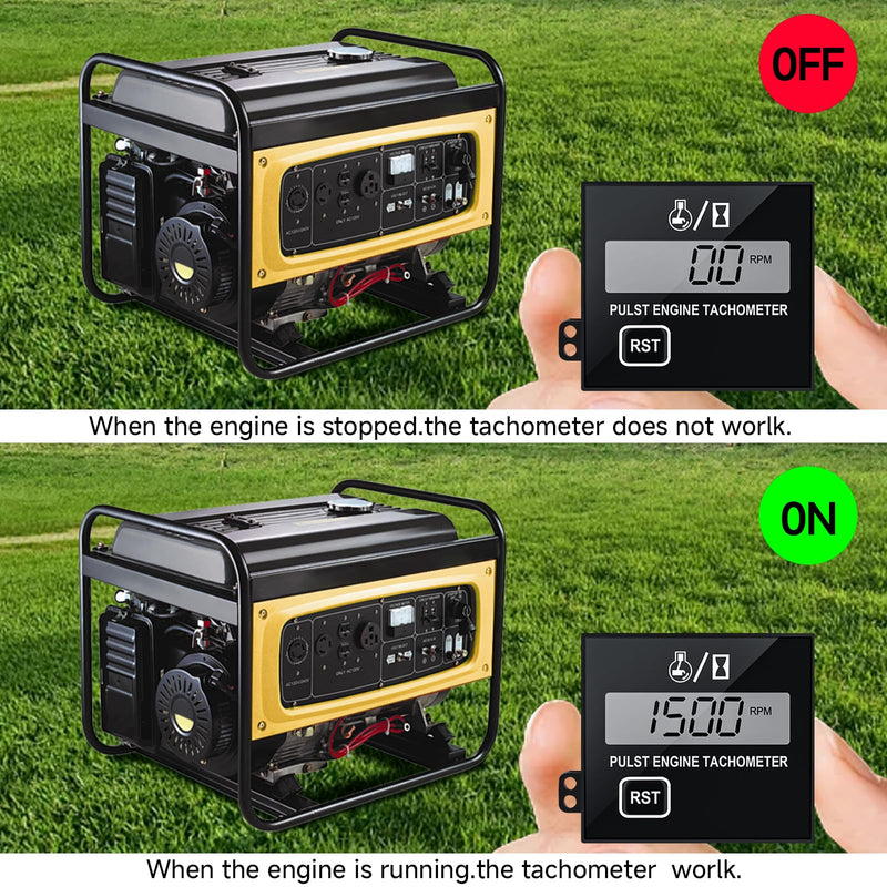 Chainsaw Tachometer-Digital Tachometer Tach Gauge Small Engine Tachometer Digital Display Pulse Speedometer for Jet Engine Chain Saw Cropper Generator Lawn Mower RV ATV Dirt (W1)