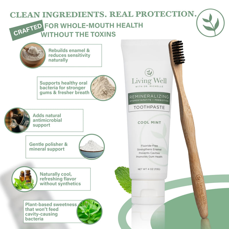 Hydroxyapatite Toothpaste with PROtektin, Fluoride-Free, Mint, 4 oz | Supports Enamel Strength, Oral Microbiome and Gum Health - Remineralizing Formula with PROtektin
