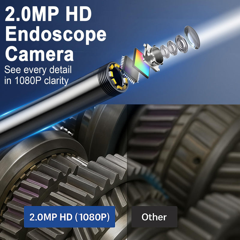 49.2 Feet Inspection Endoscope Camera with Light, 1080P HD Borescope Camera with Light, 4.3" IPS Screen, IP67 Waterproof Sewer Borescope, 49.2Ft Semi-Rigid Cord Drain Pipe Endoscope Cool Gadgets Tool 49FT