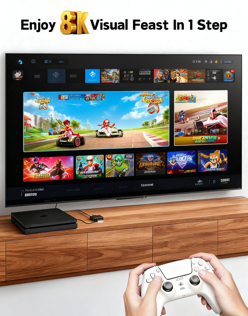 8k@60hz HDMI Switch Splitter 2 in 1 Out, 2x1 Auto Bi-Directional HDMI 2.1 Switcher Selector, Supports 48Gbps HDR HDCP 2.2, Compatible with PS5/PS4, Xbox Series, Fire Stick, Roku, PC, Switch