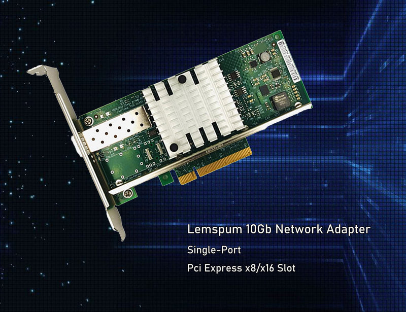 10Gb Network Card Single SFP+ Port PCIE x8 Ethernet Converged Server Adapter NIC Compatible Intel X520-DA1 82599EN Chip Support Windows 7/8/10/11/Visa,Server/Linux/VMware X520-1*SFP+