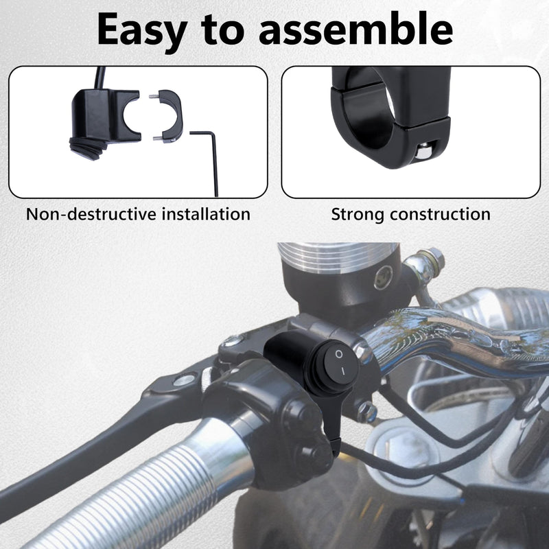 Motorcycle Handlebar Switch 12V, Waterproof Motorcycle Light Toggle Switch, Aluminum Alloy ATV Light ON Off Switches, for Motorcycle ATV UTV Scooters, Fits 7/8" Handlebars (22mm)