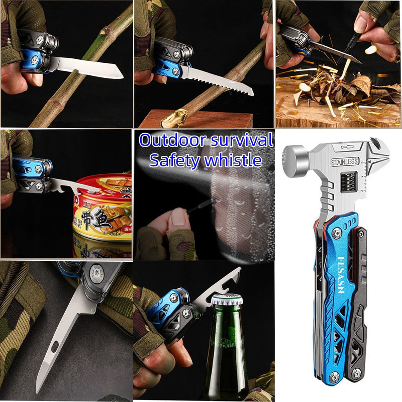 Upgraded Adjustable Wrench Multitool Hammer, 18 in 1 | Pocket Multi Tool Pliers, All-in-One Survival Tool, Camping, Everyday Use Upgraded Wrench