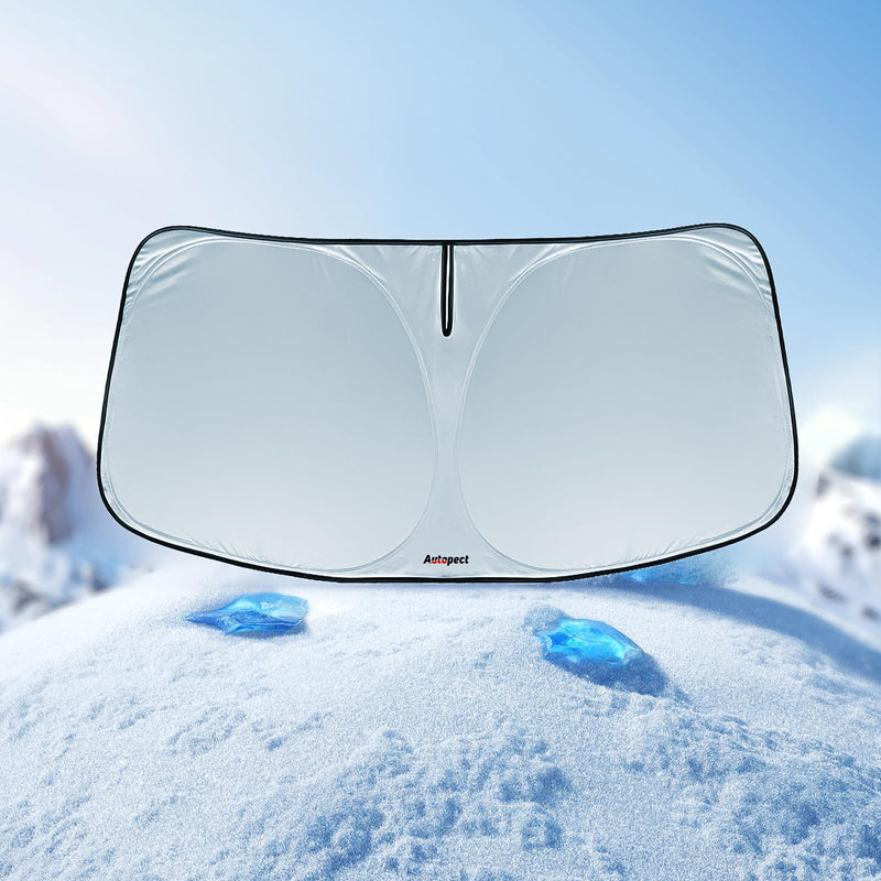 Windshield Sun Shade for Chevrolet Silverado 2019-2025 – Custom Fit Sun Shield with Mirror Cut‑Out, Blocks Heat & UV, Foldable with Storage Pouch - Chevy Silverado Windshield Sunshade for Chevrolet Silverado (2019 - 2025)
