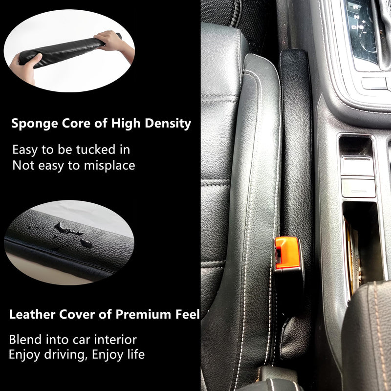  [AUSTRALIA] - Leather Car Seat Gap Filler, 2 Pack Universal Gap Stopper/Catcher to Fill The Gap Between Seat and Console Black Car Crevice Blocker Space Pad