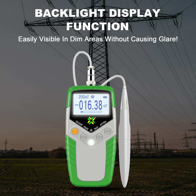 Digital Tesla Meter Gaussmeter with 0-200mT/0-2000mT Range Gauss Meter with Accuracy ±2% (0~1000mT)/±5% (1000~2400mT) Magnetic Field Tester with Backlight for DC Magnetic Fields (Model TES11A) Standard Version