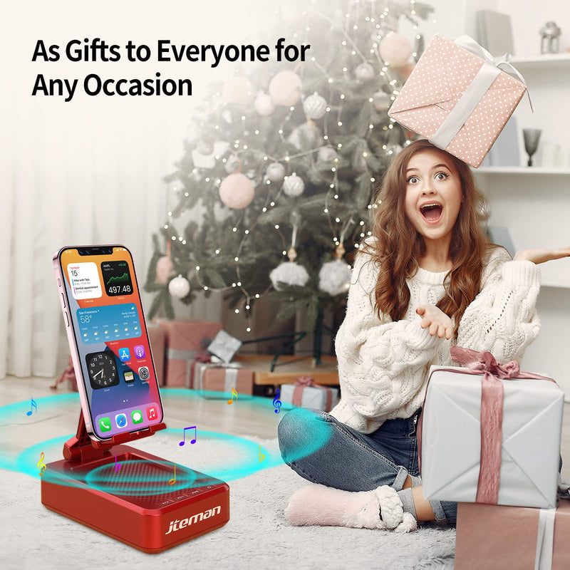 JTEMAN Portable Wireless Bluetooth Speakers with Phone Stand,Desktop Kitchen Gadgets Phone Stand,Compatible for iPhone/Samsung/Mini iPad