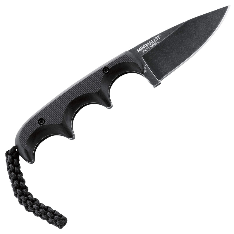CRKT Compact Fixed Blade Knife: Minimalist Black Drop Point, Folts Utility Knife with Stonewashed Blade, G10 Handle and Nylon Sheath 2384K