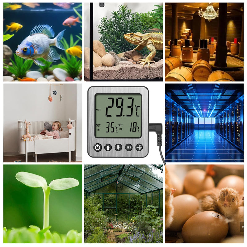 Refrigerator Thermometer Freezer Alarm Digital Freezer Thermometer Fridge Thermometer with Extra Sensor high and Low Temperature Alarm (2, White, Small,10) 2