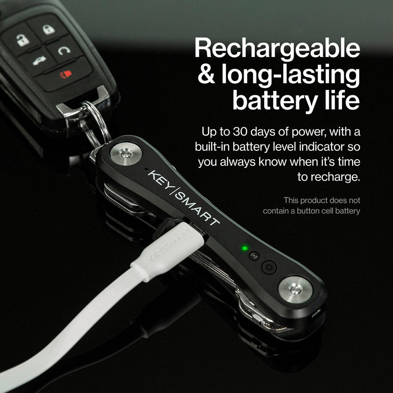 KeySmart iPro - Key Finder Locator with Sound, Keychain Key Holder, Apple Find My App Compatible, Key Organizer, Compact Clutter-Free Key Chain Tracker, Rechargeable Battery (Up to 14 Keys, Black)
